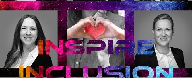 Text mit Schriftzug "Inspire Inclusion"
